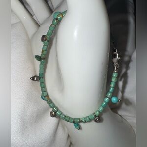 Vintage Baroni Designs Turquoise & Sterling Silver Beaded Clasp Bracelet